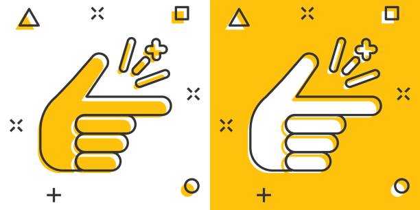 Finger snap icon in comic style. Fingers expression vector cartoon illustration pictogram. Snap gesture business concept splash effect. Finger snap icon in comic style. Fingers expression vector cartoon illustration pictogram. Snap gesture business concept splash effect. magic mouse stock illustrations