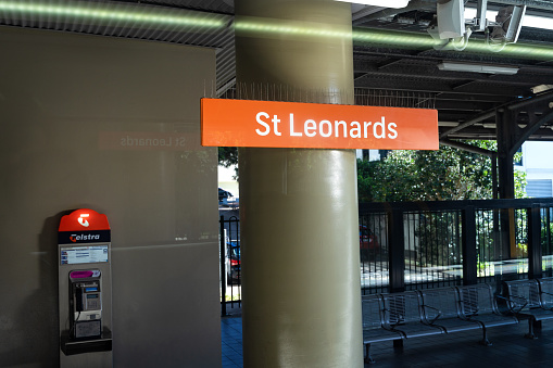 2021, 03 August - St Leonards, NSW, Australia. Sydney train station platform