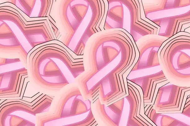 Vector illustration of Pink ribbon stickers