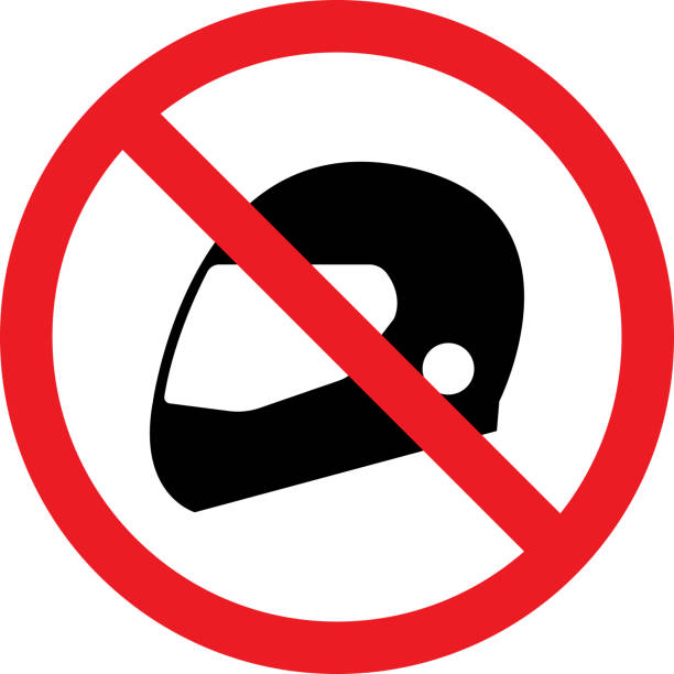 No helmet warning sign. No helmet sign. Warning symbol indicates not to wear motorcycle helmets. crash helmet stock illustrations