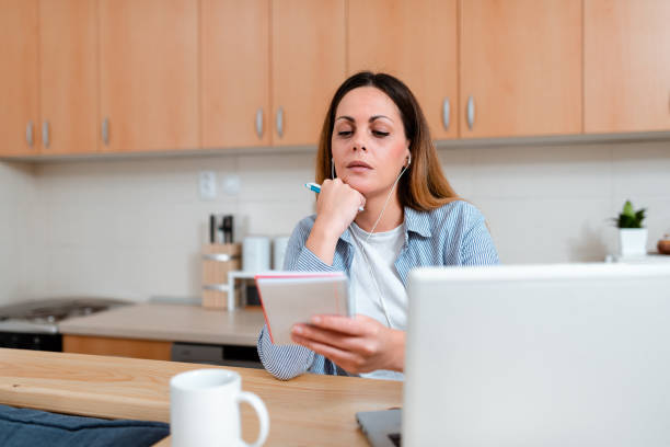 istock Abstract Working Home Ideas, Interior Decoration Live Video Blog, Giving Lectures Lessons, Computer Presentation Idea, Internet Searching Browsing Concept 1337193843