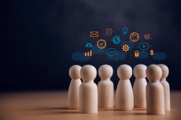 istock Sharing Technology Concept. Group of Smart People Talking and Swap a Big Data Together. 1337193872