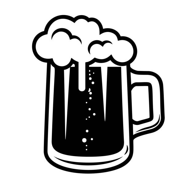 ilustraciones, imágenes clip art, dibujos animados e iconos de stock de ilustración de taza de cerveza en estilo grabado. elemento de diseño para cartel, emblema, letrero. ilustración vectorial - cerveza tipo ale