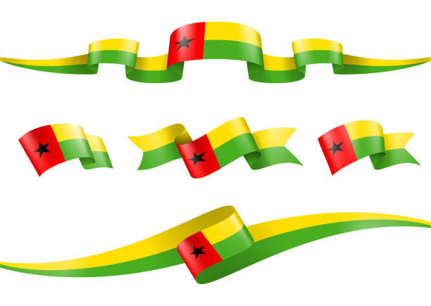 guinea-bissau flagge ribbon set - vector stock illustration - guinea bissau flag stock-grafiken, -clipart, -cartoons und -symbole