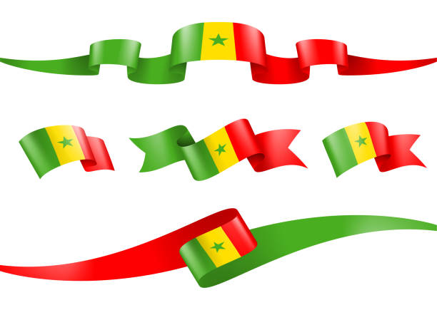세네갈 국기 리본 세트 - 벡터 스톡 일러스트레이션 - senegal stock illustrations