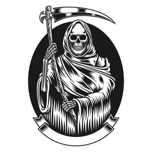 Vector illustration of Grim Reaper With Scythe Vector Graphic