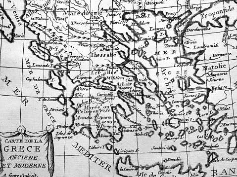 Map of Europe scanned hi-res from early 18th century engraving.  Please see more antic maps: Europe, America, Africa, Asia: