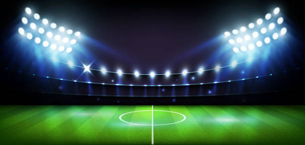 istock Football Arena stadium at night lights World Cup Vector illustration. 1337202991