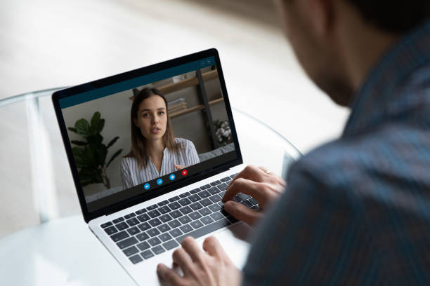 istock Employer and candidate having remote job interview on virtual conference 1337206357