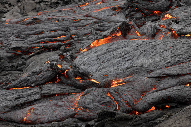 istock Volcano eruption and lava field 1337206715