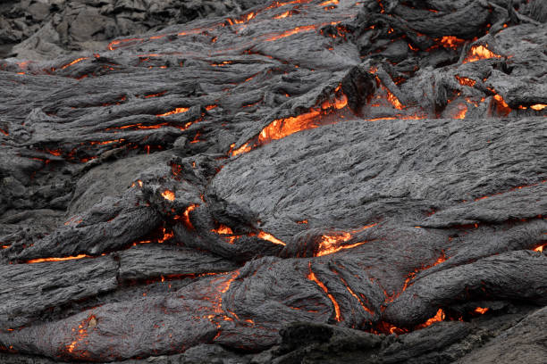 istock Volcano eruption and lava field 1337206723
