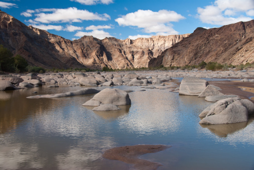 The view of boulders in a pool, Fish River Canyon, Namibia
