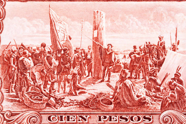 istock Spanish and Indians from old Argentinian money 1337206927