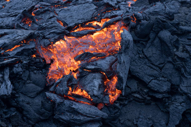 istock Volcano eruption and lava field 1337206961