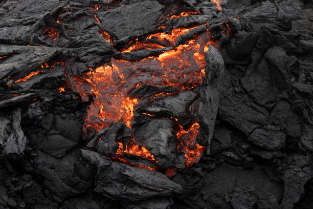 istock Volcano eruption and lava field 1337207031