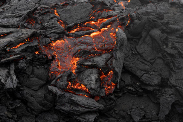 istock Volcano eruption and lava field 1337207045