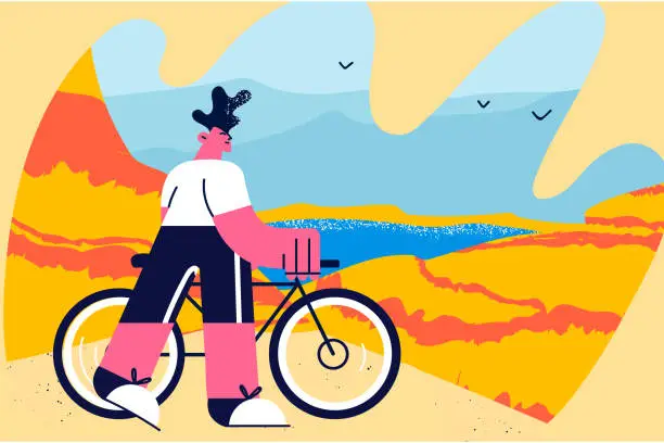 Vector illustration of Traveling on bicycle vector illustration
