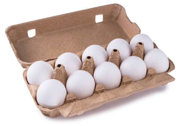 istock Open paper egg packaging box isolated on white background. File contains clipping path. 1337209302