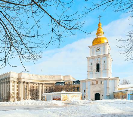 City of Zadonsk. Church of the Assumption of the Blessed Virgin Mary and the Zadonsky Nativity of the Mother of God monastery. View from above. Russia