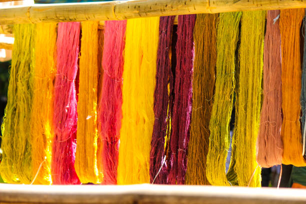 istock The colorful silk thread with natural dye color 1337213191
