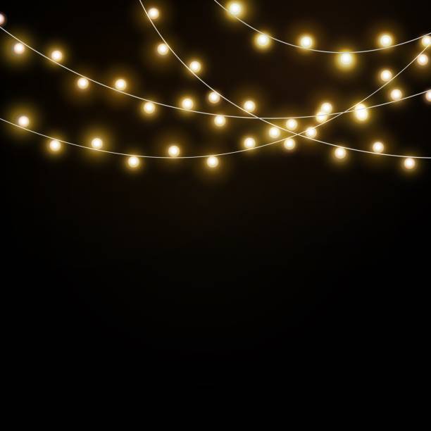 istock Light background garlands. Christmas lights realistic, glowing led neon lamps. luminous bulbs, holiday electric illuminating. Banners, posters or greeting card isolated vector elements 1337214384