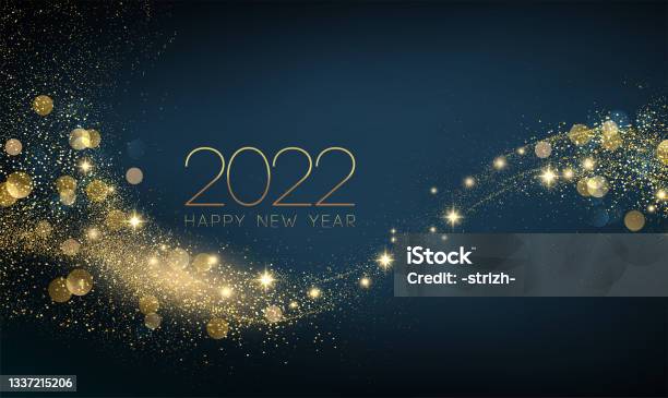 2022 New Year Abstract Shiny Color Gold Wave Design Element Stock Illustration - Download Image Now