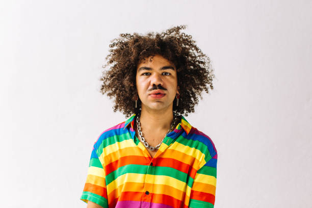 istock Gay man posing in a studio during pride month 1337218344