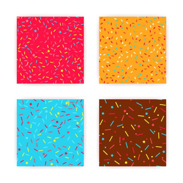 ilustrações, clipart, desenhos animados e ícones de polvilhe padrão sem emenda do vetor. rosquinha e sobremesa de sorvete fundo bonito. - pattern chocolate sprinkles textured