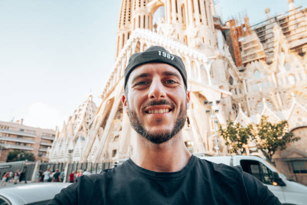 istock man take a selfie in barcelona 1337219626