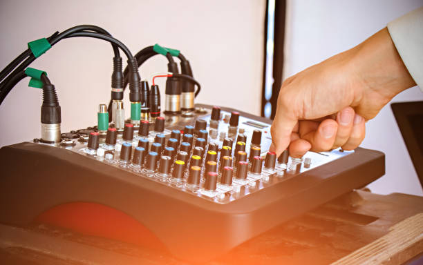 istock DJ playing music at mixer on colorful blurred background 1337223090