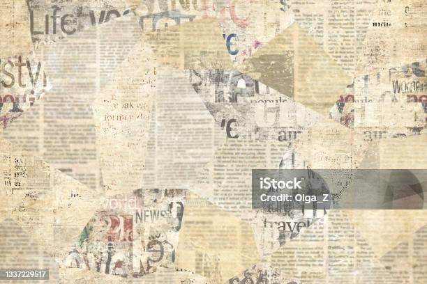 Zeitung Papier Grunge Vintage Alt Gealtert Textur Hintergrund Stock Vektor Art und mehr Bilder von Zeitung