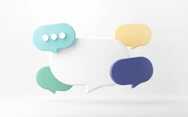 Photo of Bubble talk or comment sign symbol on yellow background.