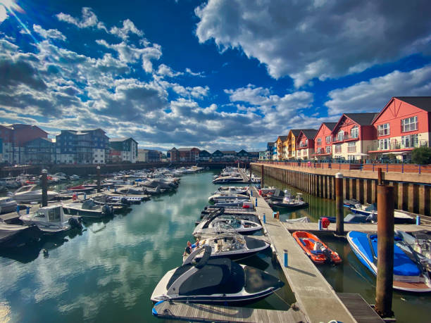 Exmouth Marina and boats in Devon A photograph of Exmouth Marina and boats in Devon Devon stock pictures, royalty-free photos & images