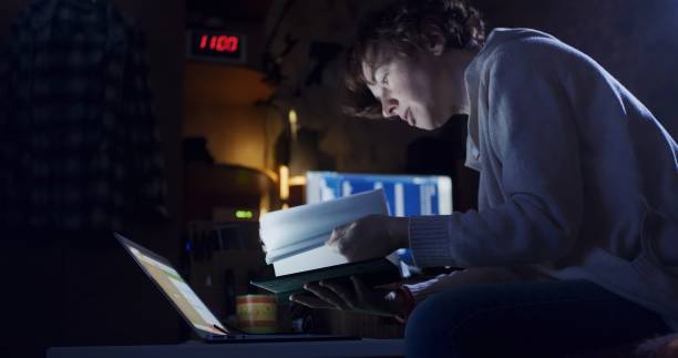 istock Mature woman is working late at home 1337233881