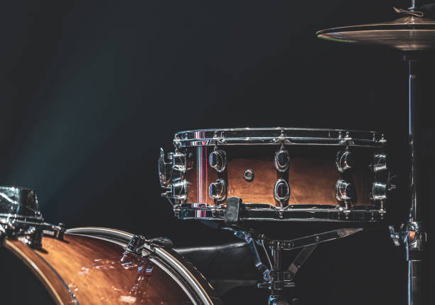 istock Part of a drum kit, drums on a dark background, copy space. 1337237152