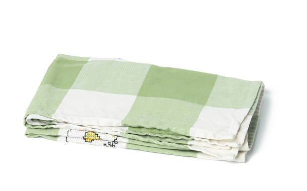istock folded green linen towel on white background 1337240205
