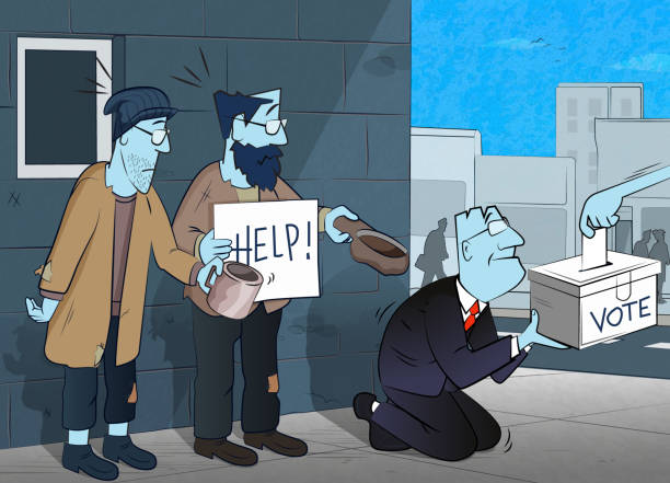 ilustrações de stock, clip art, desenhos animados e ícones de begging for votes - politician voting politics election