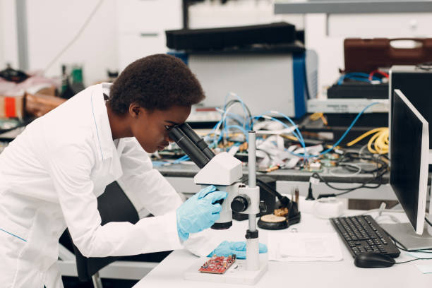 istock Scientist african american woman working in laboratory with electronic instruments 1337241266