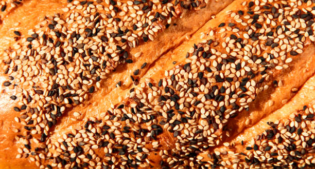 istock Baking with sesame and flax seeds on a yellow background 1337242089