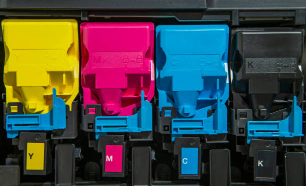 Color toner cartridge stock photo