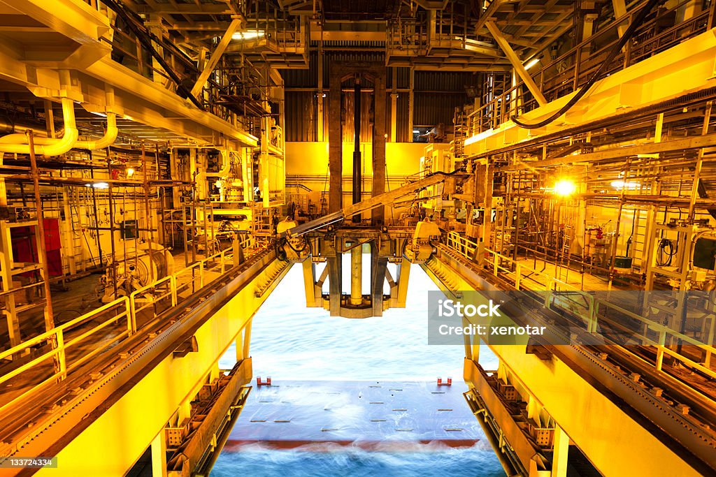 moon pool of deep sea oil platform Offshore Platform Stock Photo