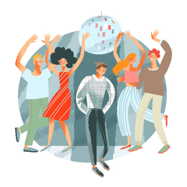 Sad Lonely Guy Alone At Party Happy People Dancing Nearby Young Man Depressed Indoor Vector Illustration Unhappy Upset Person In Group Of People Loneliness And Despair Stock Illustration - Download Image Now -
