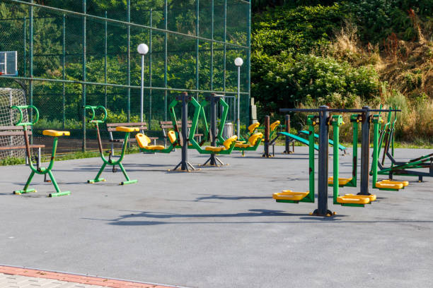 istock Gym workout equipment or exercise equipment in a park 1337246502