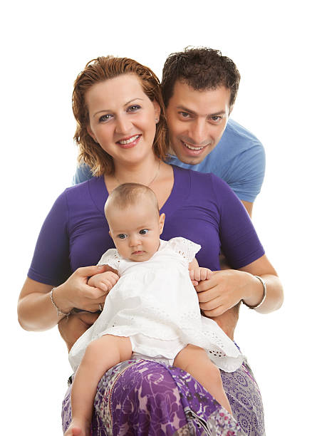 istock Beautiful young family on white background 133724812