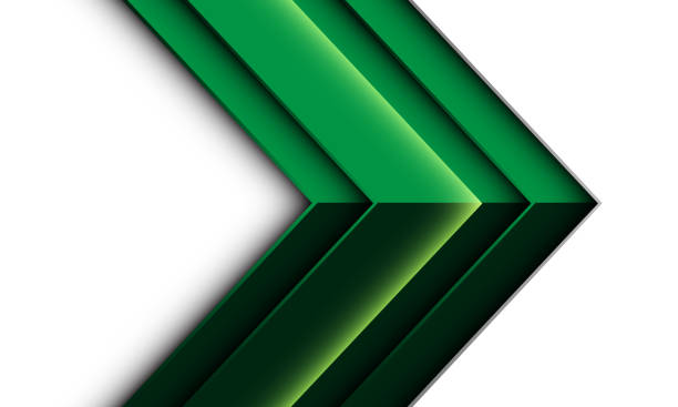 Abstract green arrow metallic geometric shadow direction on white design modern futuristic creative background vector illustration.