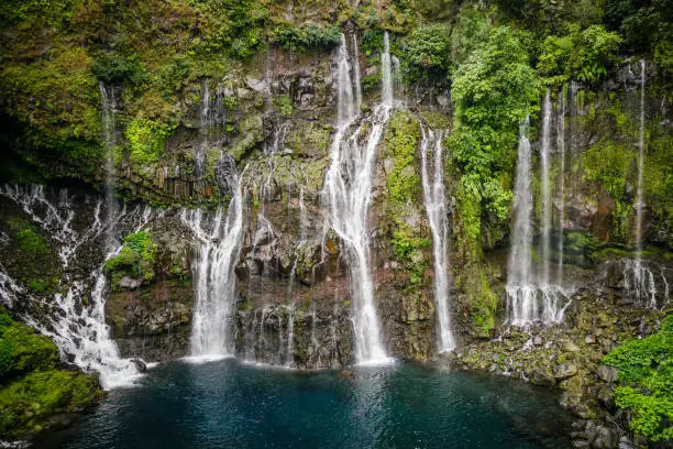 Grand Galet Falls of the Langevin river on Reunion Island