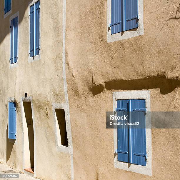 French House With Colored Window Shutters France Provence Stock Photo - Download Image Now