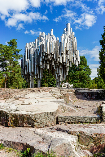 Helsinki, Finland: 4 August, 2021: view of the Sibelius Monument in downtown Helsinki