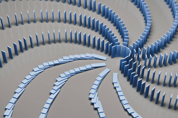 Domino effect 3D rendering domino effect stock pictures, royalty-free photos & images