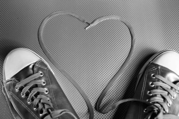 istock Laces of silver shoes 1337263758